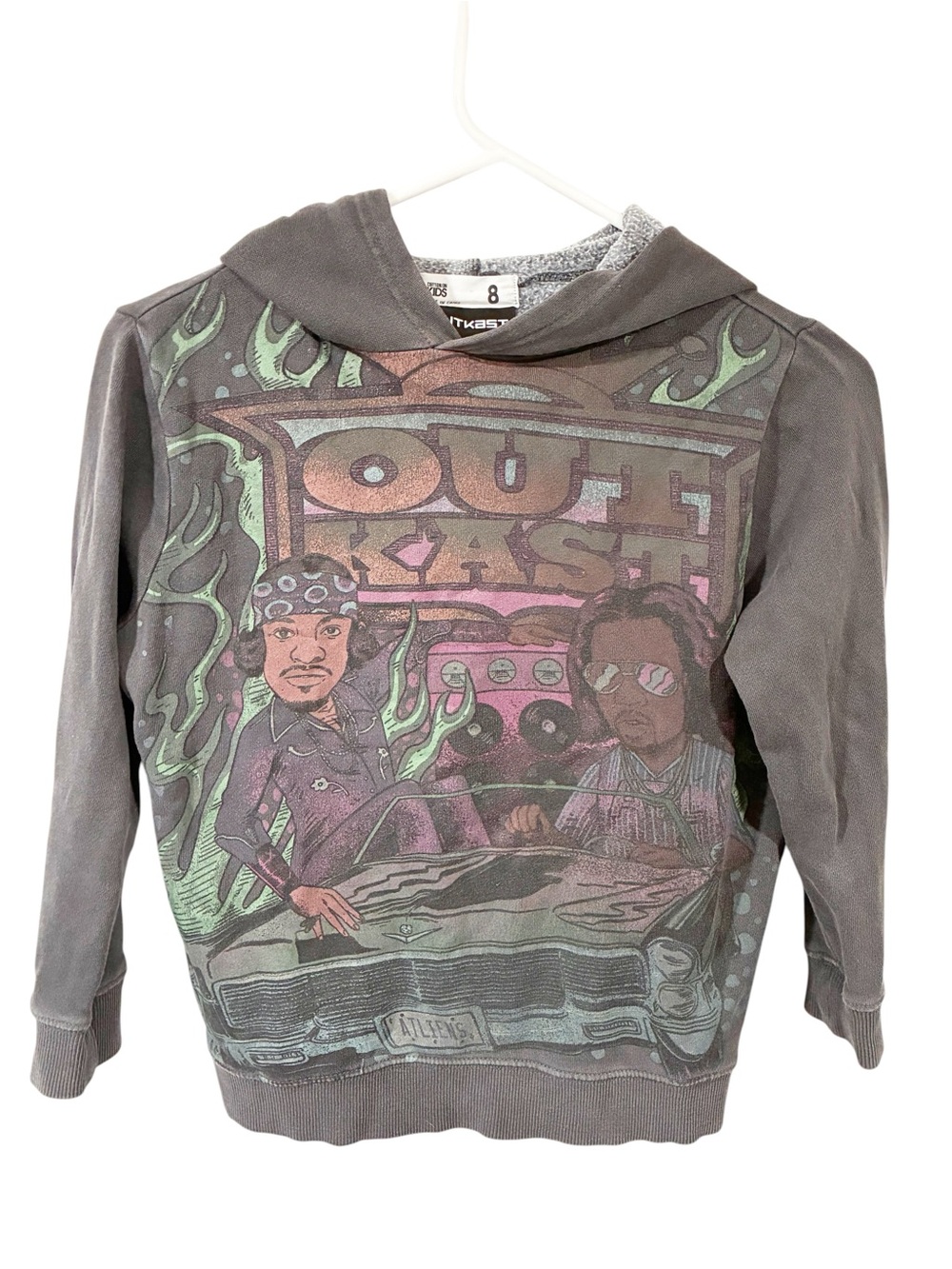 Y2K Youth Hip Hop Outkast Hoodie Size 8 Graphic Pullover Black